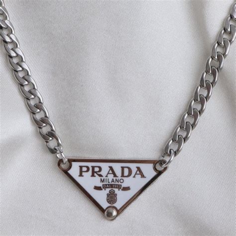 prada necklace white|Prada milano necklace.